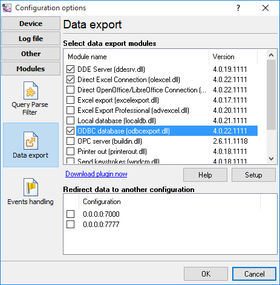 Export plugins of Data Logger Suite