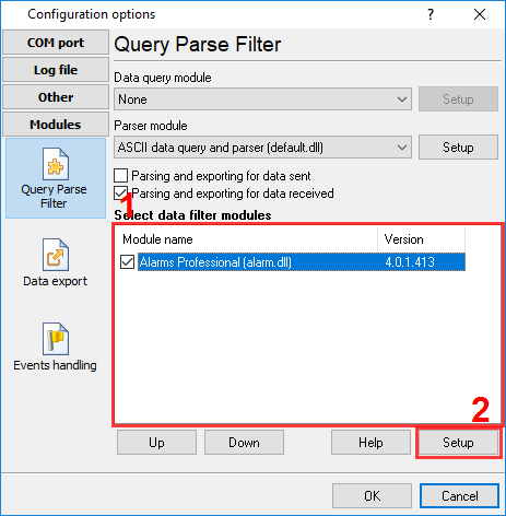 Selecting the Alarm Professional plugin