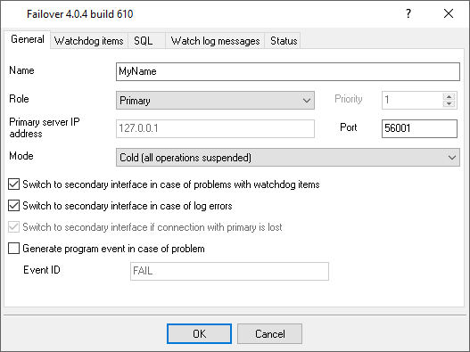 Configuring failover settings