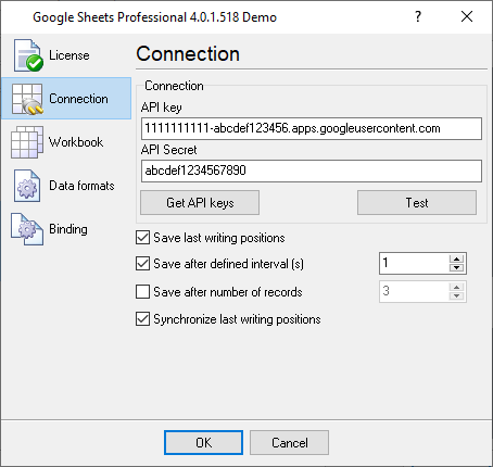 Configuring data export to Google Sheets